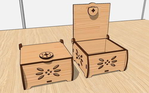 طرح جعبه جواهرات برش لیزری با قفل چوبی، جعبه کادویی، - laser cut jewelry box with lock wood gift box ve - برای دستگاه CNC چوب و لیزر (سی ان سی)