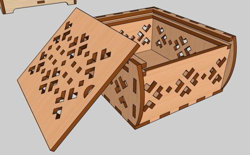 طرح جعبه جواهرات برش لیزری با درب کشویی، تزئینی، چوبی، جعبه کادویی، - laser cut jewelry box with sliding lid decorative wooden gift box ve - برای دستگاه CNC چوب و لیزر (سی ان سی)
