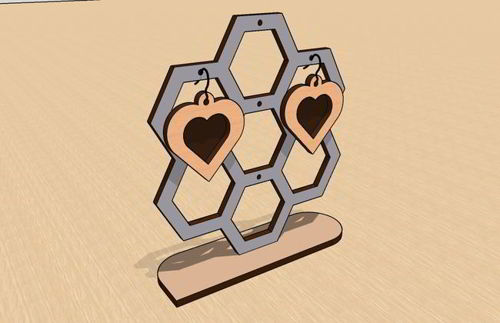 طرح پایه جواهرات برش لیزری برای گردنبند و گوشواره - laser cut jewelry stand for necklaces and earrings - برای دستگاه CNC چوب و لیزر (سی ان سی)