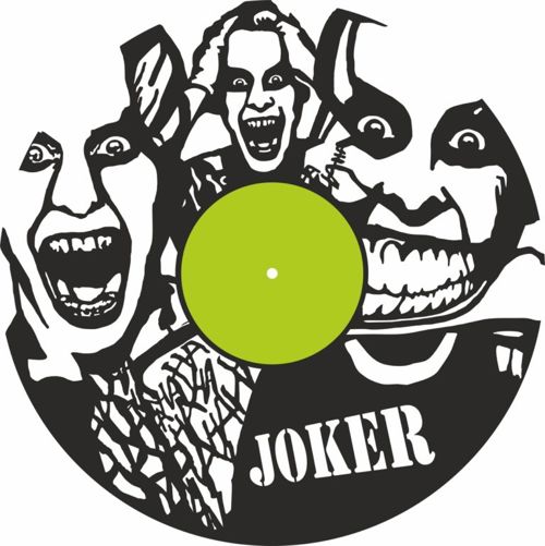 طرح قالب ساعت دیواری وینیل صفحه جوکر برش لیزری - laser cut joker vinyl record wall clock template ve - برای دستگاه CNC چوب و لیزر (سی ان سی)