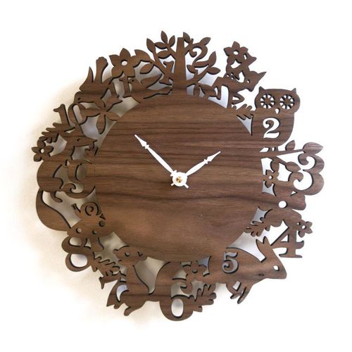 طرح ساعت دیواری حیوانات جنگلی برش لیزری - laser cut jungle animals wall clock ve - برای دستگاه CNC چوب و لیزر (سی ان سی)