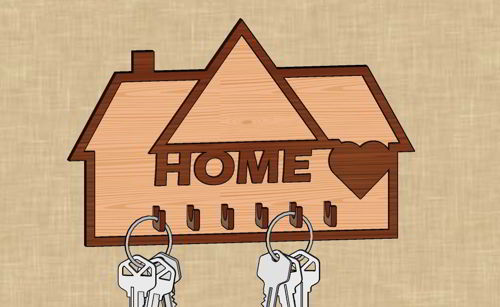 طرح جاکلیدی برش خورده لیزری میز نگهدارنده کلیدها برای منزل و محل کار میلیمتری - laser cut key holder organizer stand for home and office keys 3mm - برای دستگاه CNC چوب و لیزر (سی ان سی)