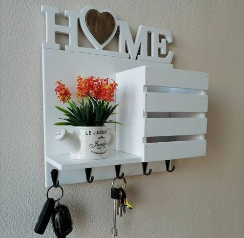 طرح جاکلیدی برش لیزری با قفسه دیواری و جای نامه - laser cut keys hanger with wall shelf and mail holder ve - برای دستگاه CNC چوب و لیزر (سی ان سی)