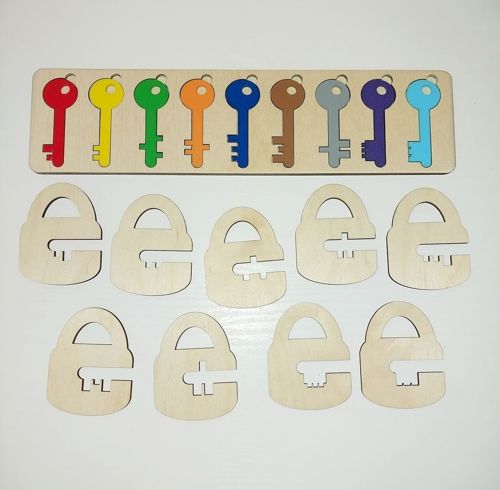 طرح اسباب‌بازی‌های آموزشی کودکان با برش لیزری کلید و قفل - laser cut kids learning toys keys and locks ve - برای دستگاه CNC چوب و لیزر (سی ان سی)