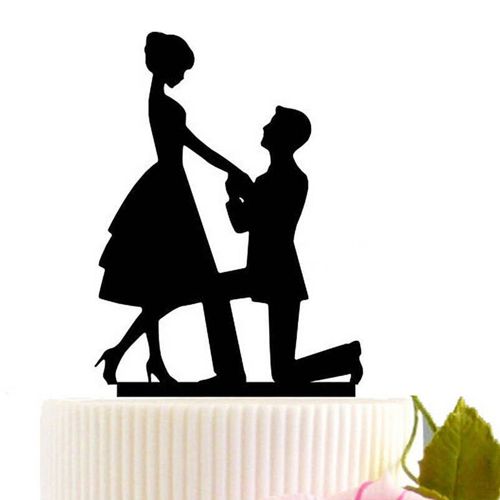 طرح برش لیزری زانو برای پیشنهاد عروسی کیک عروسی روکش - laser cut kneel to propose wedding cake topper ve - برای دستگاه CNC چوب و لیزر (سی ان سی)