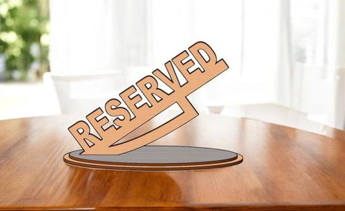 طرح برش لیزری چاقو میز رزرو شده علامت - laser cut knife reserved table sign - برای دستگاه CNC چوب و لیزر (سی ان سی)