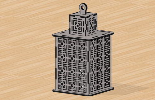طرح فانوس برش لیزری رمضان کریم جا نگهدارنده فلکه - laser cut lantern ramadan kareem tealight holder ve - برای دستگاه CNC چوب و لیزر (سی ان سی)