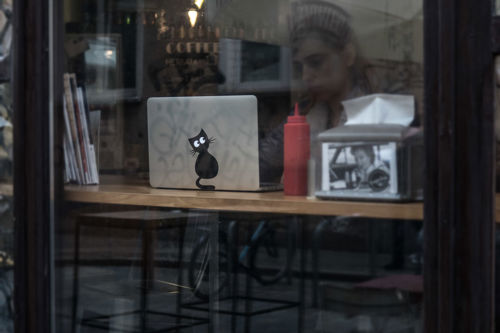 طرح برچسب لپ‌تاپ برش لیزری گربه 8 cm - laser cut laptop sticker cat 8x15cm - برای دستگاه CNC چوب و لیزر (سی ان سی)