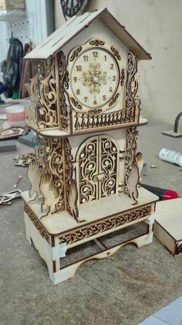 طرح برش لیزری ساعت بزرگ - laser cut large clock ve - برای دستگاه CNC چوب و لیزر (سی ان سی)