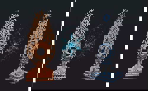 طرح برش لیزری پایه ساعت دانه‌های برف قاب - laser cut layout of stand for snowflakes watch ve - برای دستگاه CNC چوب و لیزر (سی ان سی)