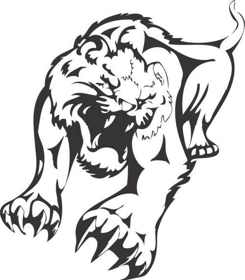 طرح برش لیزری شیر شبح طرح - laser cut lion silhouette - برای دستگاه CNC چوب و لیزر (سی ان سی)
