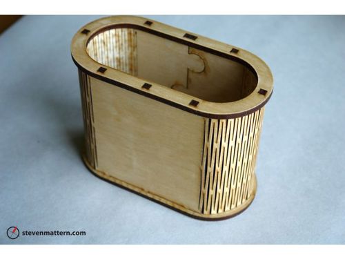 طرح لولای محفظه برش لیزری جای قلم - laser cut living hinge container pen holder - برای دستگاه CNC چوب و لیزر (سی ان سی)