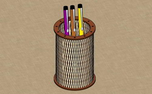 طرح برش لیزری لولا جا قلم نگهدارنده مداد جعبه قالب - laser cut living hinge pen holder pattern pencil box template ve - برای دستگاه CNC چوب و لیزر (سی ان سی)
