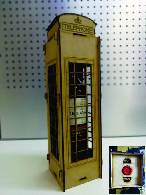 طرح برش لیزری جعبه تلفن لندن نگهدارنده نوشابه جعبه - laser cut london telephone box wine holder box - برای دستگاه CNC چوب و لیزر (سی ان سی)