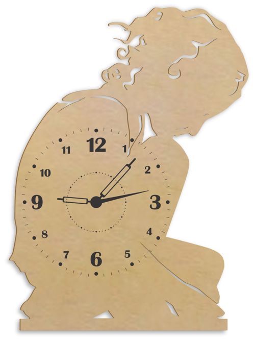 طرح ساعت دیواری دختر تنها با برش لیزری دکور دیواری قاب - laser cut lonely girl wall clock wall decor ve - برای دستگاه CNC چوب و لیزر (سی ان سی)