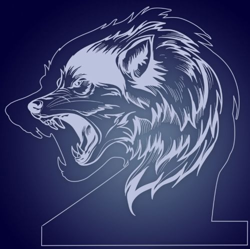 طرح چراغ شب گرگ تنها برش لیزری چراغ ویژه - laser cut lone wolf night light lamp ve - برای دستگاه CNC چوب و لیزر (سی ان سی)
