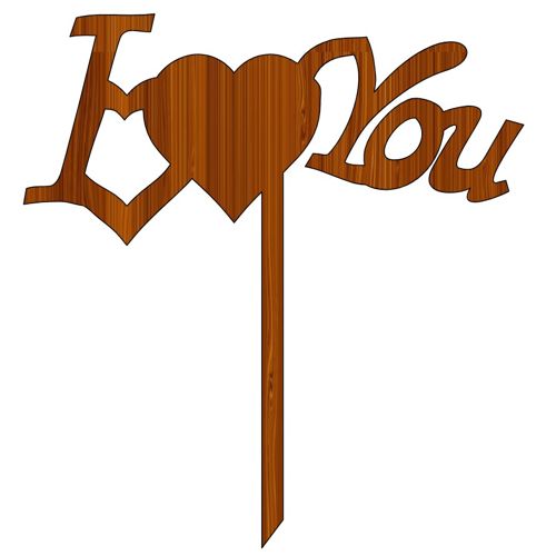 طرح برش لیزری قلب عشق چوبی روی شیشه - laser cut love heart wooden topper ve - برای دستگاه CNC چوب و لیزر (سی ان سی)