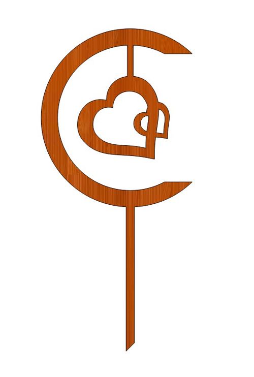 طرح برش لیزری عشق چوبی برش کیک روی - laser cut love wooden cutout cake topper ve - برای دستگاه CNC چوب و لیزر (سی ان سی)