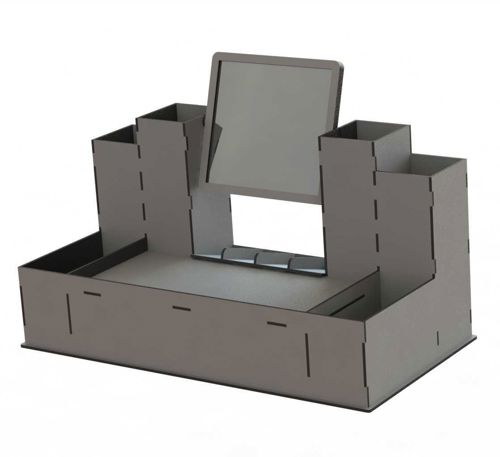 طرح نظم‌دهنده لوازم آرایش برش لیزری با آینه آرایشی هزینه - laser cut make up beauty organizer with mirror cosmetic organizer ve - برای دستگاه CNC چوب و لیزر (سی ان سی)