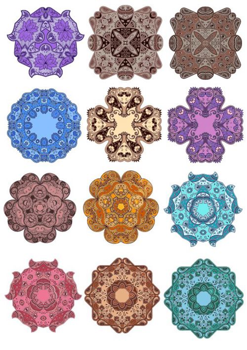 طرح مجموعه ماندالا گلدار برش لیزری ماندالا تزئینی هنری - laser cut mandala floral mandala set ornament art ve - برای دستگاه CNC چوب و لیزر (سی ان سی)