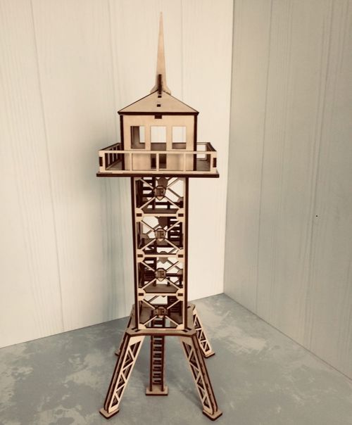 طرح مدل سه بعدی چوبی برج دیده‌بانی نظامی با برش لیزری - laser cut military observation tower 3d wooden model ve - برای دستگاه CNC چوب و لیزر (سی ان سی)