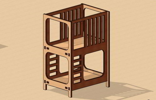 طرح تخت خواب دو طبقه مینیاتوری برش لیزری مبلمان خانه عروسکی لیزری - laser cut miniature bunk bed dollhouse furniture - برای دستگاه CNC چوب و لیزر (سی ان سی)