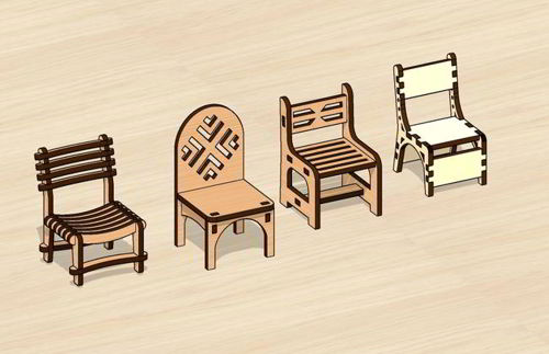 طرح صندلی‌های کلاس درس مینیاتوری برش لیزری مجموعه - laser cut miniature classroom chairs set ve - برای دستگاه CNC چوب و لیزر (سی ان سی)