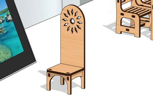 طرح صندلی غذاخوری مینیاتوری برش لیزری کودکان اسباب بازی - laser cut miniature dining chair kids toy - برای دستگاه CNC چوب و لیزر (سی ان سی)
