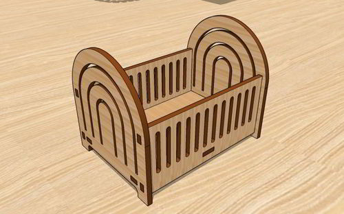 طرح مبلمان تخت مینیاتوری برش لیزری برای خانه عروسکی - laser cut miniature furniture bed toy for dollhouse ve - برای دستگاه CNC چوب و لیزر (سی ان سی)