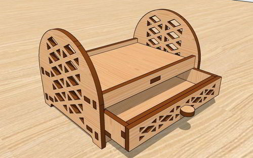 طرح laser-cut-miniature-furniture-bed-with-drawer-diy-3d-dollhouse-furniture