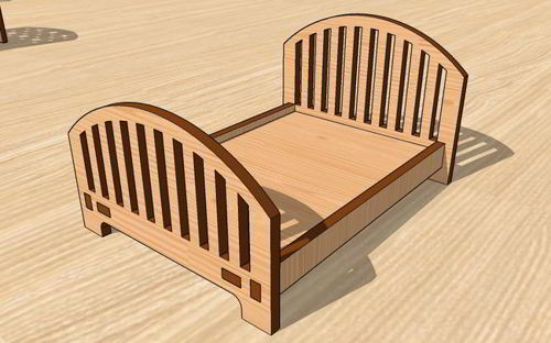 طرح مبلمان مینیاتوری برش لیزری یک نفره تختخواب سه بعدی مبلمان خانه عروسکی - laser cut miniature furniture single bed 3d dollhouse furniture - برای دستگاه CNC چوب و لیزر (سی ان سی)