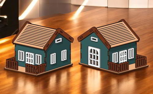 طرح جاشمعی مینیاتوری خانگی برش لیزری نیاز به قالب - laser cut miniature home tealight candle holder - برای دستگاه CNC چوب و لیزر (سی ان سی)