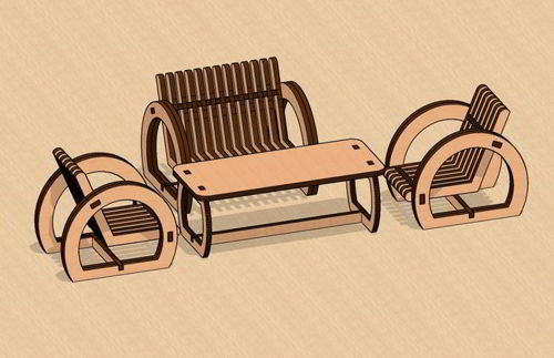 طرح صندلی و میز پارامتری مینیاتوری برش لیزری قاب - laser cut miniature parametric chair and table ve - برای دستگاه CNC چوب و لیزر (سی ان سی)