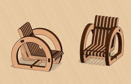 طرح صندلی پارامتری مینیاتوری برش لیزری خانه عروسک - laser cut miniature parametric chair dollhouse - برای دستگاه CNC چوب و لیزر (سی ان سی)
