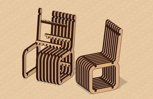 طرح صندلی پارامتری مینیاتوری برش لیزری - laser cut miniature parametric chair ve - برای دستگاه CNC چوب و لیزر (سی ان سی)
