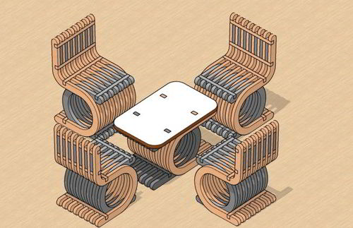 طرح میز صندلی پارامتریک مینیاتوری برش لیزری - laser cut miniature parametric chair table ve - برای دستگاه CNC چوب و لیزر (سی ان سی)