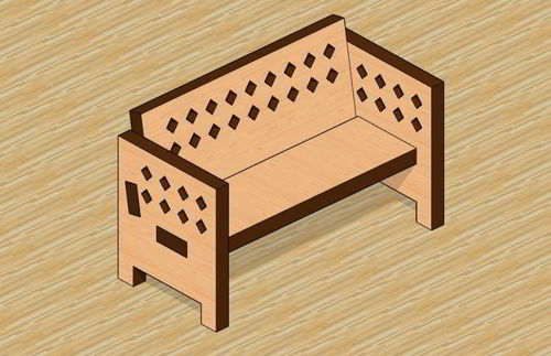 طرح مبل مینیاتوری برش لیزری قیمت - laser cut miniature sofa chair - برای دستگاه CNC چوب و لیزر (سی ان سی)