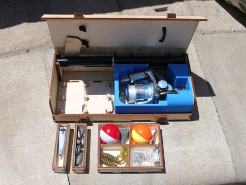 طرح جعبه مینی وسایل برش خورده لیزری برای میله های ماهیگیری قلمی - laser cut mini tackle box for pen fishing rods ve - برای دستگاه CNC چوب و لیزر (سی ان سی)