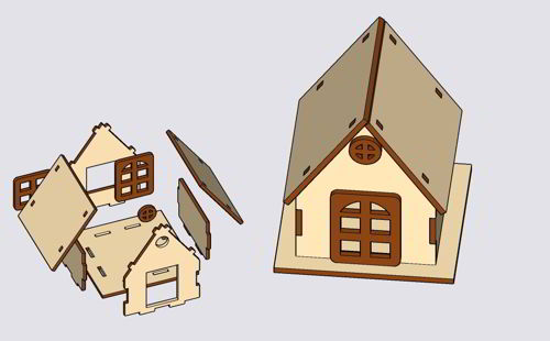طرح laser-cut-mini-wooden-tealight-house-decoration-piece-christmas-kids-toy-ve
