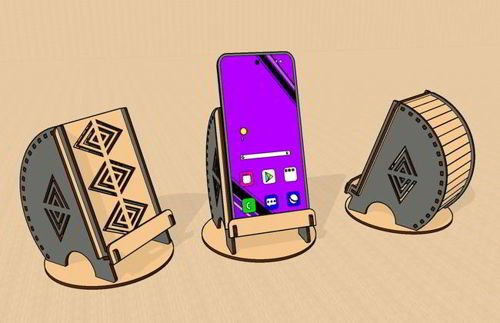 طرح پایه موبایل برش لیزری نگهدارنده گوشی همراه - laser cut mobile stand cell phone holder - برای دستگاه CNC چوب و لیزر (سی ان سی)