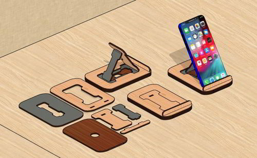 طرح پایه موبایل برش لیزری نگهدارنده گوشی - laser cut mobile stand phone holder - برای دستگاه CNC چوب و لیزر (سی ان سی)