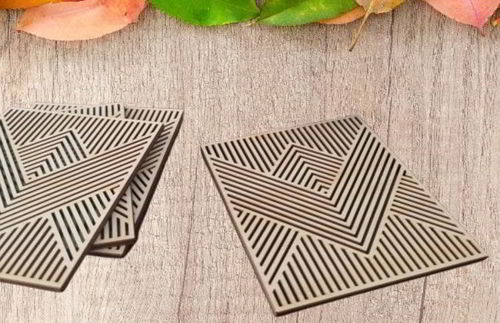 طرح زیرلیوانی‌های چوبی مدرن برش لیزری - laser cut modern wooden coasters ve - برای دستگاه CNC چوب و لیزر (سی ان سی)