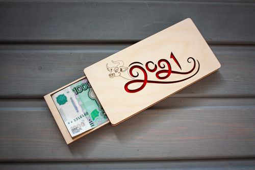 طرح جعبه هدیه پول برش لیزری پاکت پول چوبی سال نو - laser cut money gift box wooden cash envelope new year 2021 ve - برای دستگاه CNC چوب و لیزر (سی ان سی)