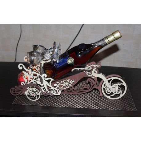 طرح برش لیزری موتورسیکلت بطری نگهدارنده بطری نوشابه پیشخدمت - laser cut motorcycle wine bottle holder wine butler ve - برای دستگاه CNC چوب و لیزر (سی ان سی)