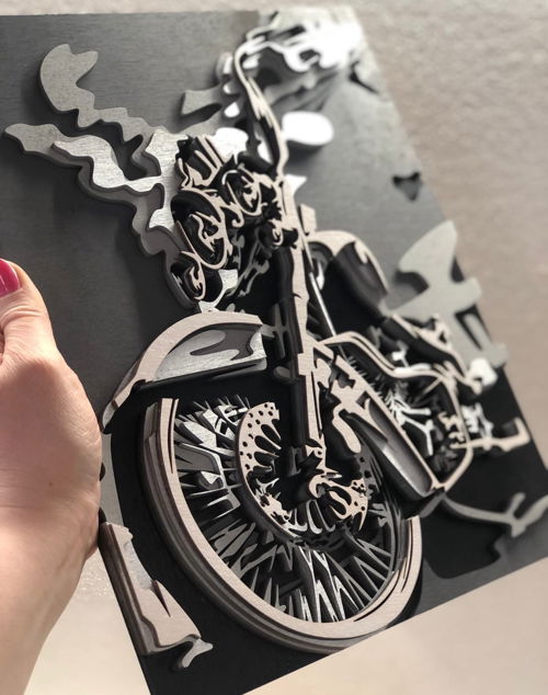 طرح برش لیزری چند لایه دیواری دوچرخه پانل - laser cut multi layered bike wall panel ve - برای دستگاه CNC چوب و لیزر (سی ان سی)