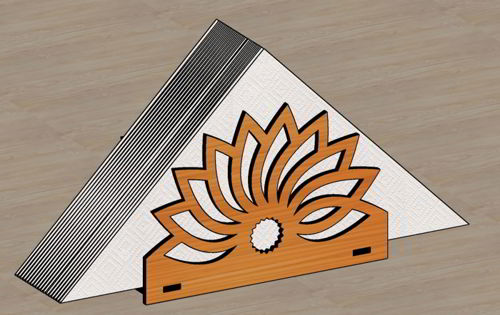 طرح گل جا دستی برش لیزری برای میز - laser cut napkin holder flower design for table - برای دستگاه CNC چوب و لیزر (سی ان سی)