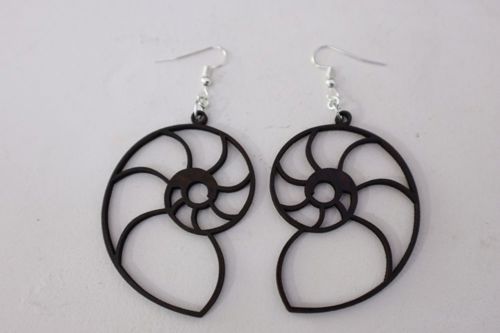 طرح گوشواره لیزر برش ناتیلوس قطره‌ای - laser cut nautilus drop earrings - برای دستگاه CNC چوب و لیزر (سی ان سی)