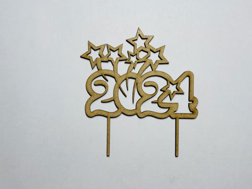 طرح برش لیزری کیک سال نو - laser cut new year cake topper 2024 ve - برای دستگاه CNC چوب و لیزر (سی ان سی)