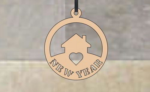 طرح برش لیزری سال نو خانه برچسب - laser cut new year home tag - برای دستگاه CNC چوب و لیزر (سی ان سی)