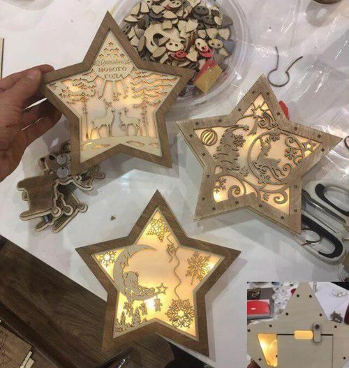 طرح برش لیزری چراغ شب ستاره - laser cut night light star ve - برای دستگاه CNC چوب و لیزر (سی ان سی)